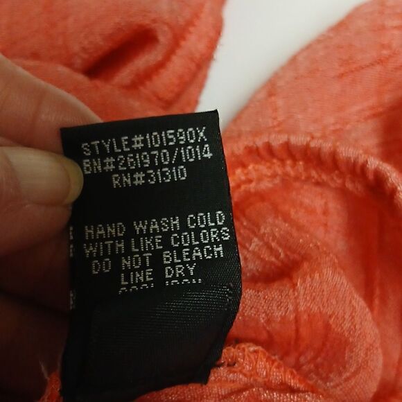 By & By Melon/Peach Ombre' Short Sleeved Semi Sheer Blouse XL - Picture 8 of 9